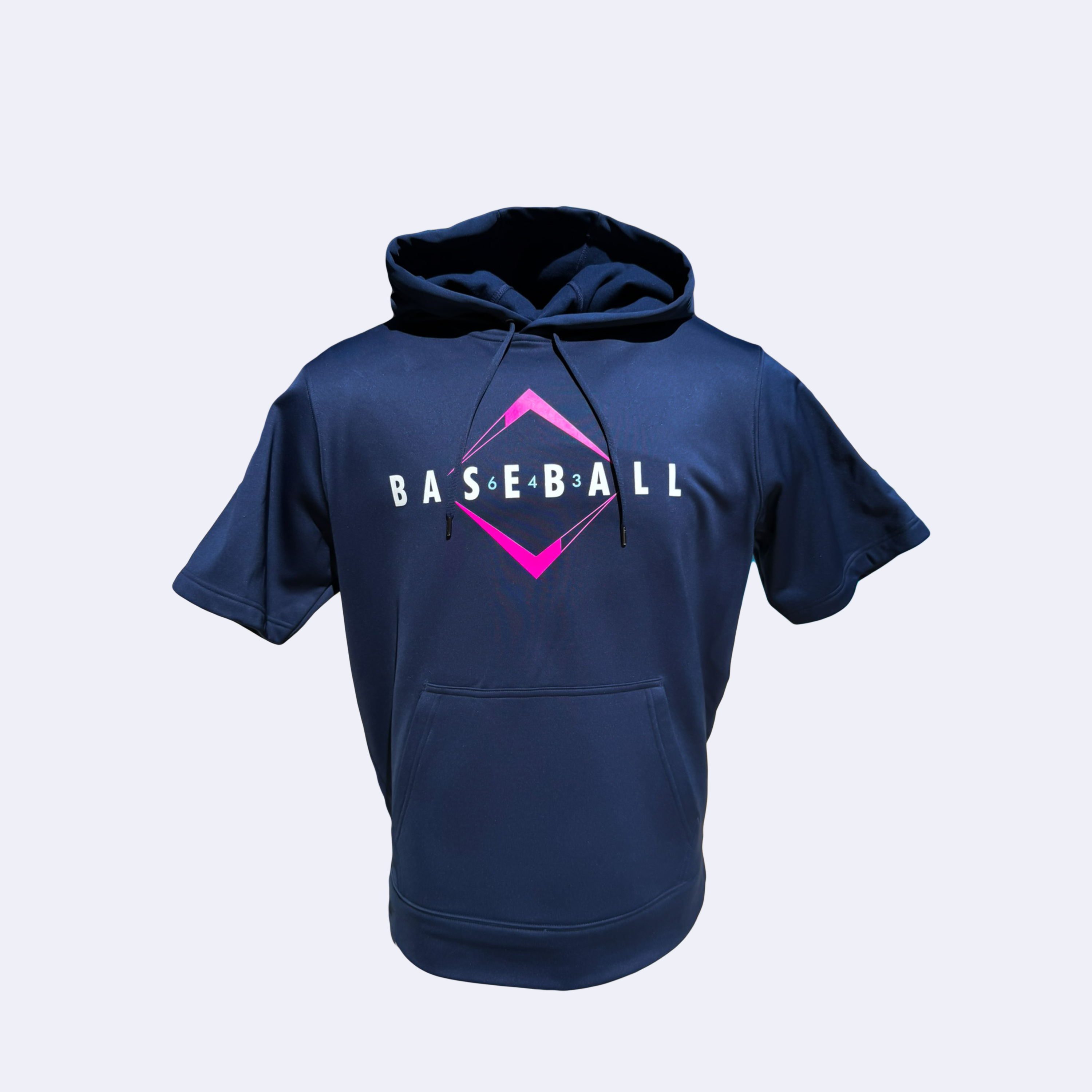 643 BASEBALL LOGO - NAVY/COTTON CANDY SHORT-SLEEVE YOUTH HOODIE V1