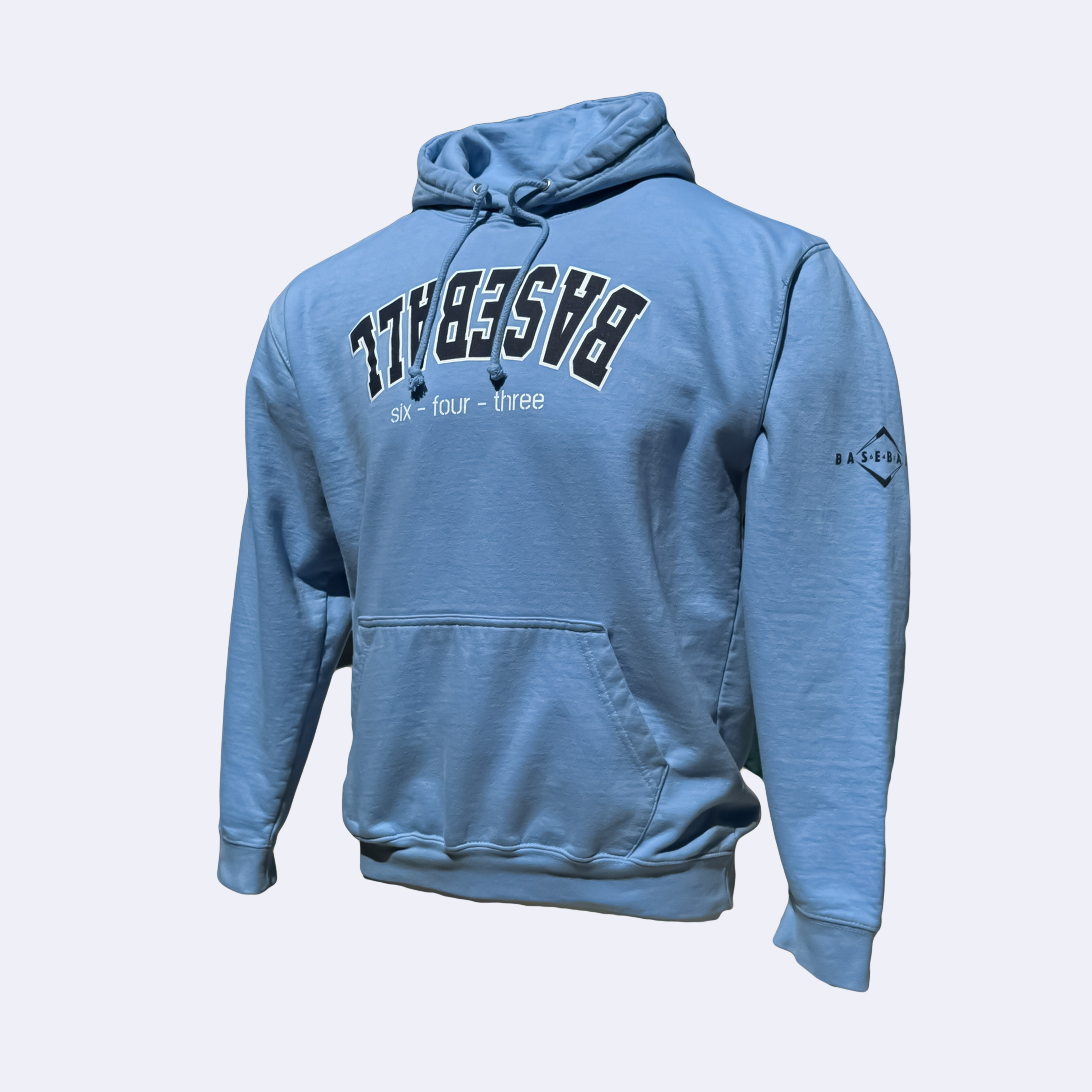UPSIDE DOWN BASEBALL - LIGHT BLUE/NAVY HOODIE V1