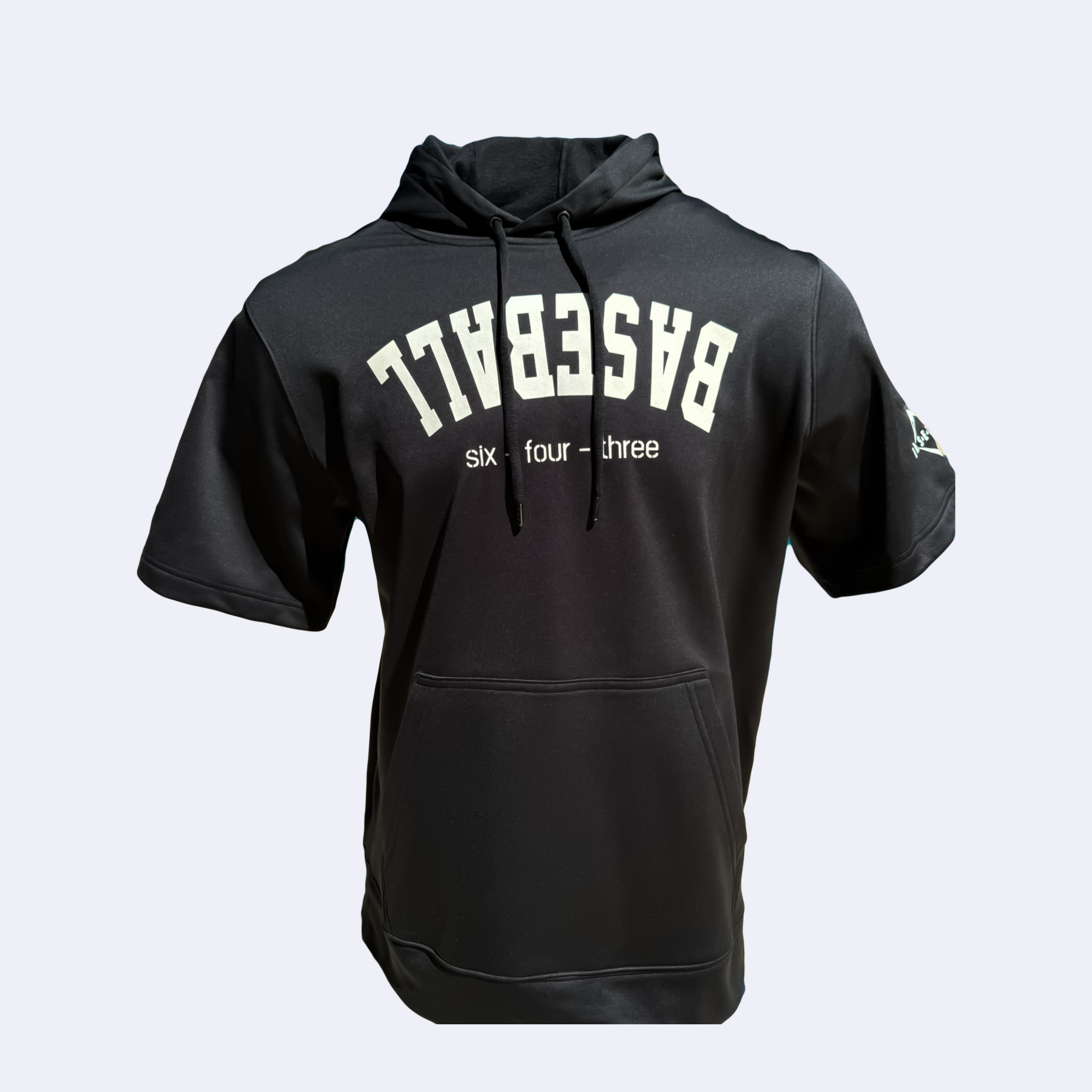 SHORT-SLEEVE HOODIE - ADULT - UPSIDE DOWN BASEBALL - BLACK/WHITE