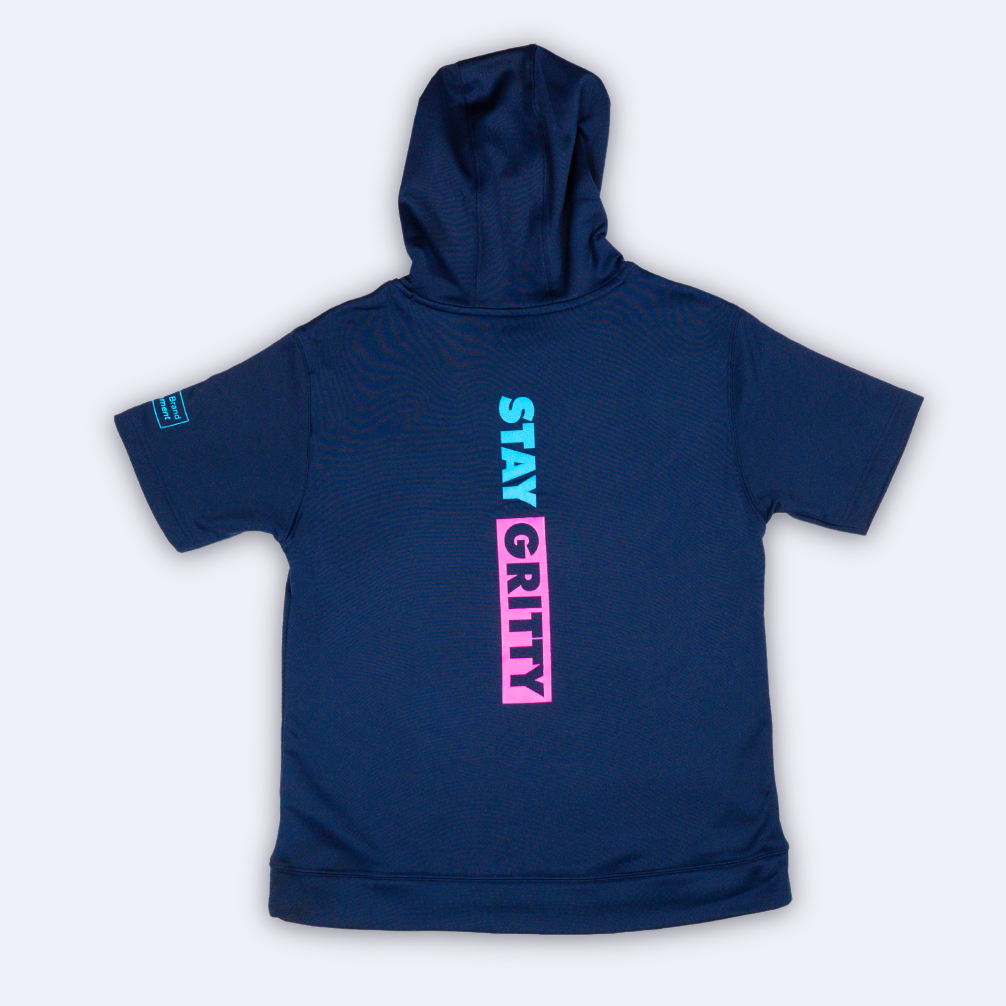 STAY GRITTY - NAVY/COTTON CANDY 643 LOGO SHORT-SLEEVE YOUTH HOODIE V1