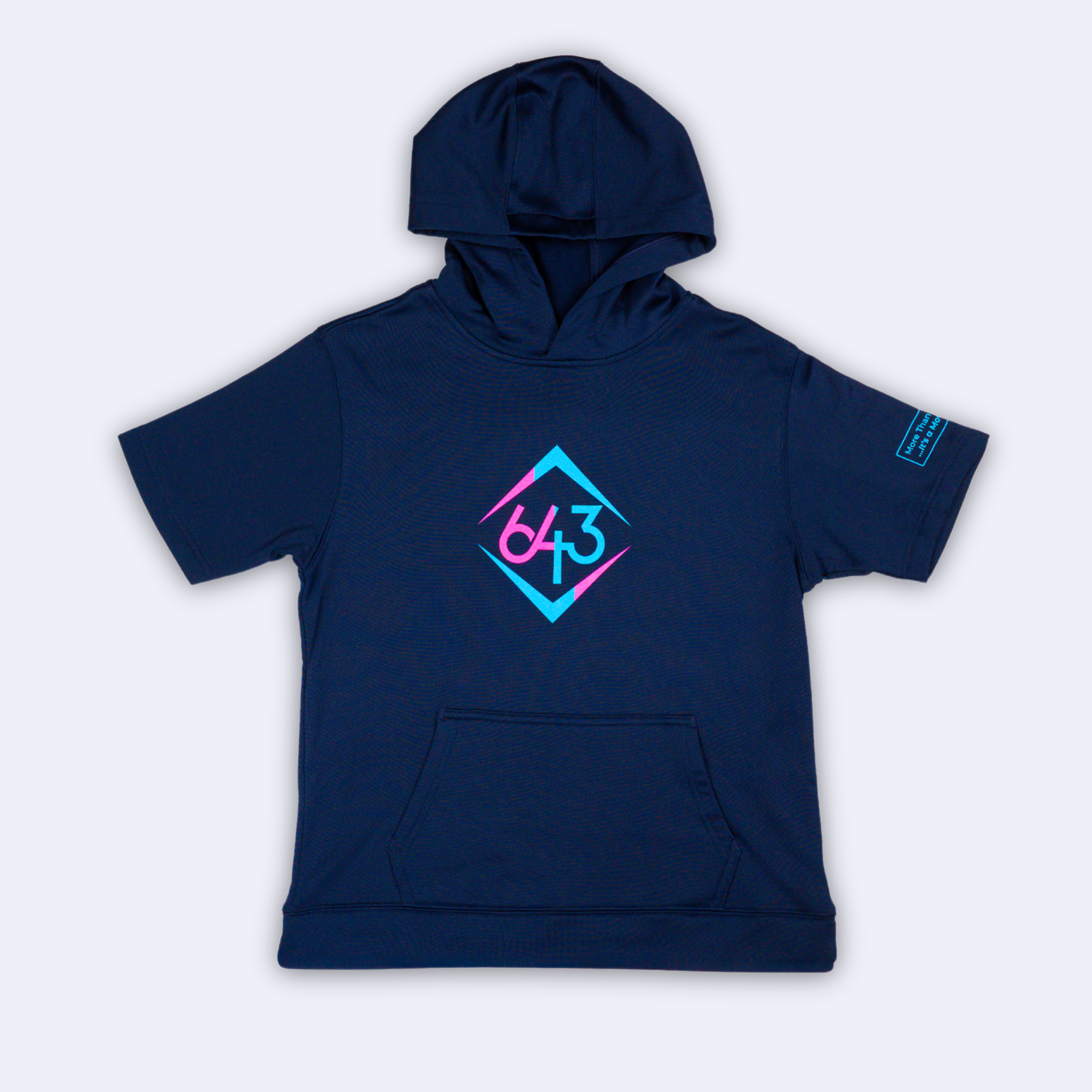 STAY GRITTY - NAVY/COTTON CANDY 643 LOGO SHORT-SLEEVE YOUTH HOODIE V1