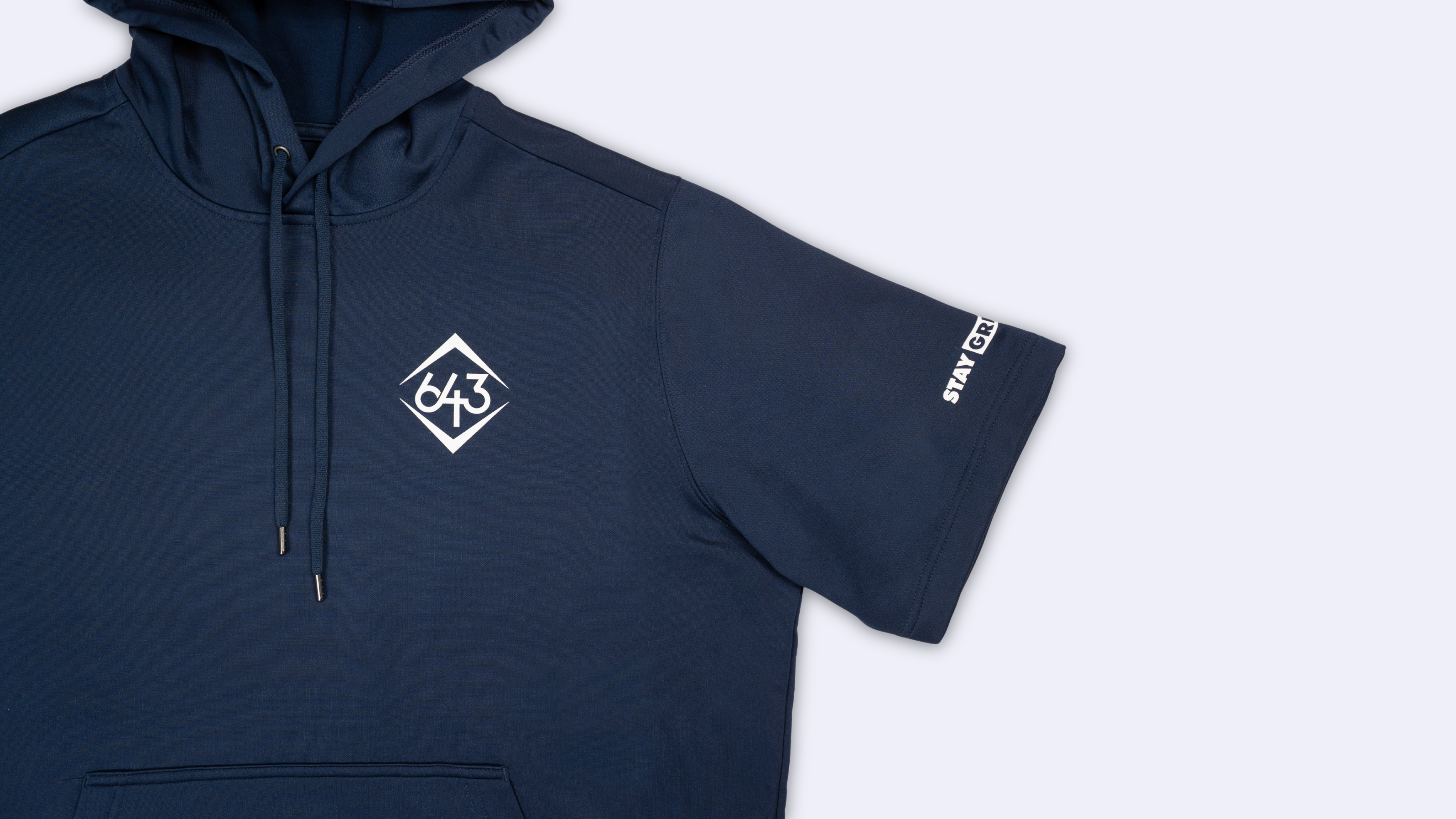 643 LOGO - NAVY/WHITE SHORT-SLEEVE HOODIE