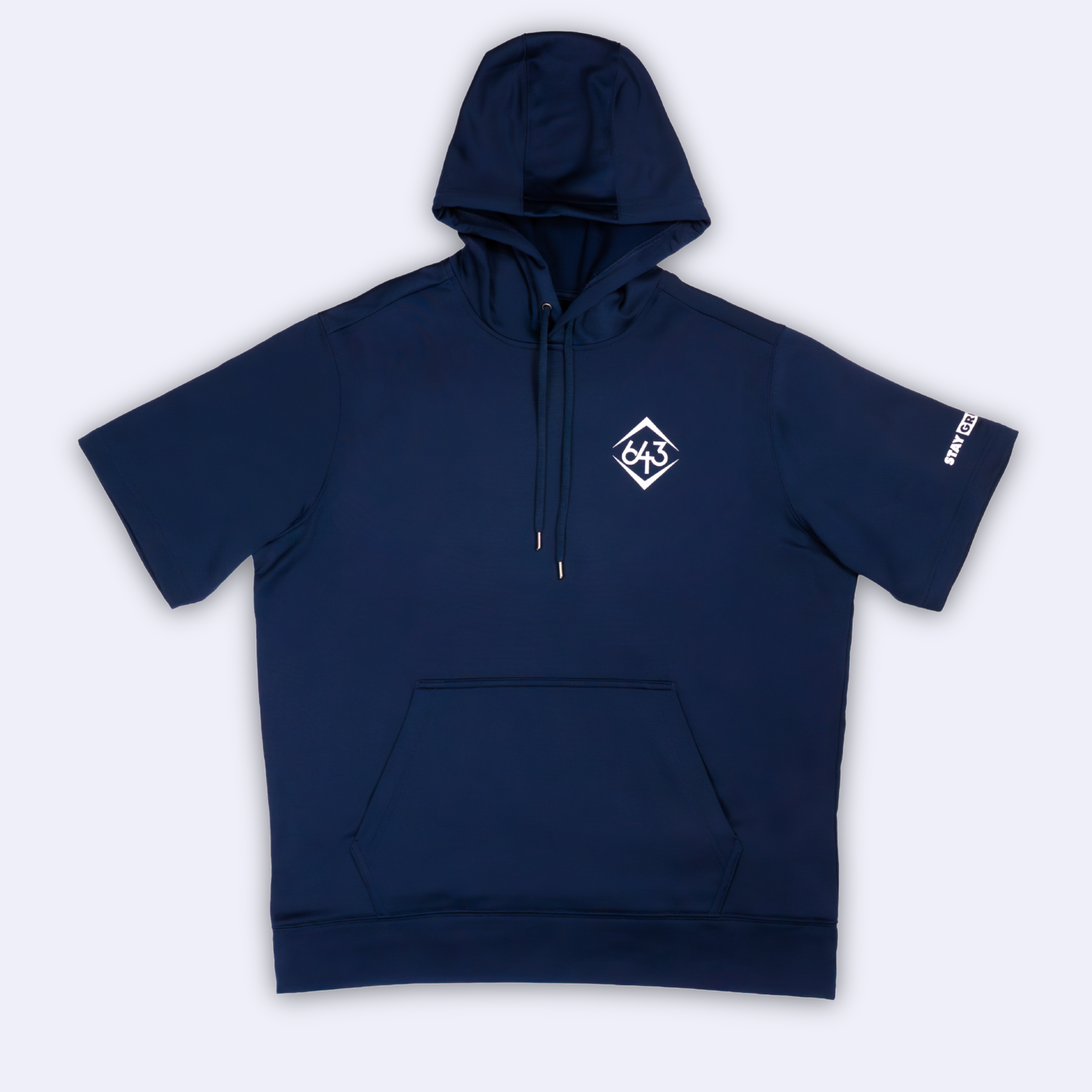 643 LOGO - NAVY/WHITE SHORT-SLEEVE HOODIE