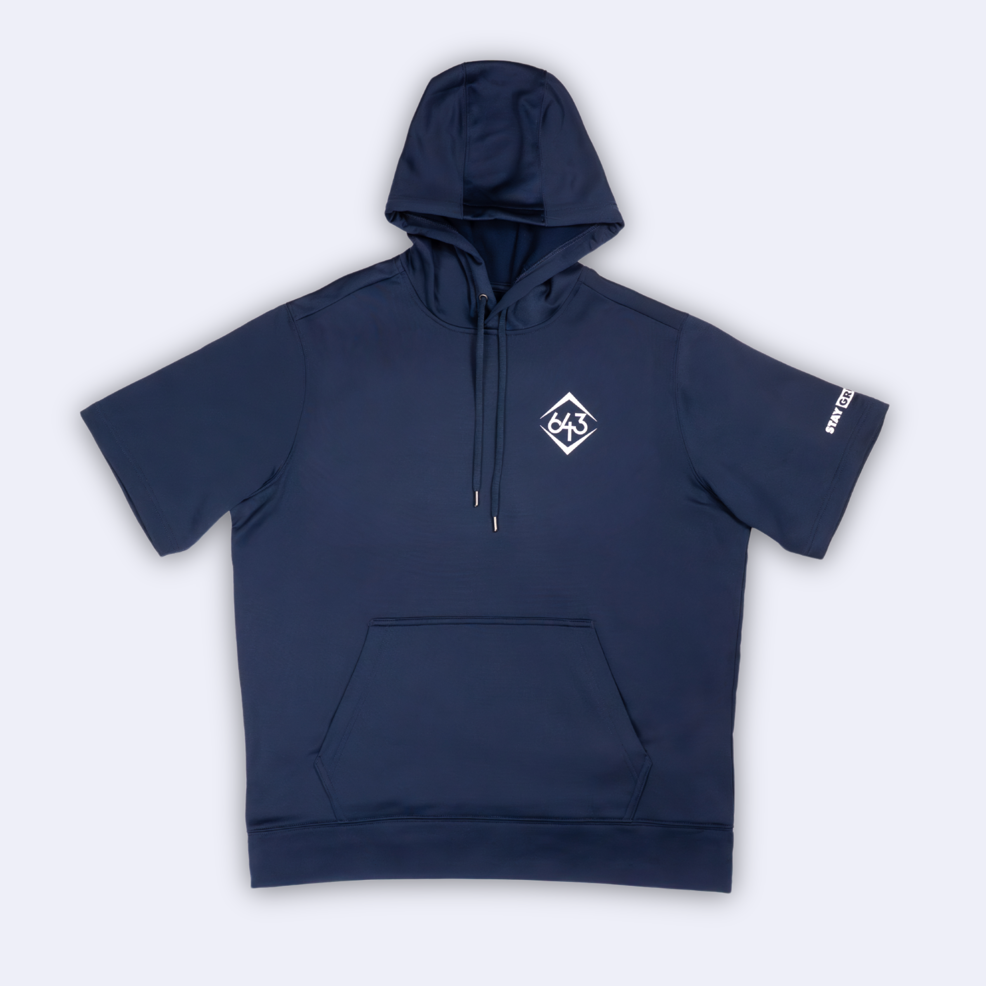 643 LOGO - NAVY/WHITE SHORT-SLEEVE HOODIE