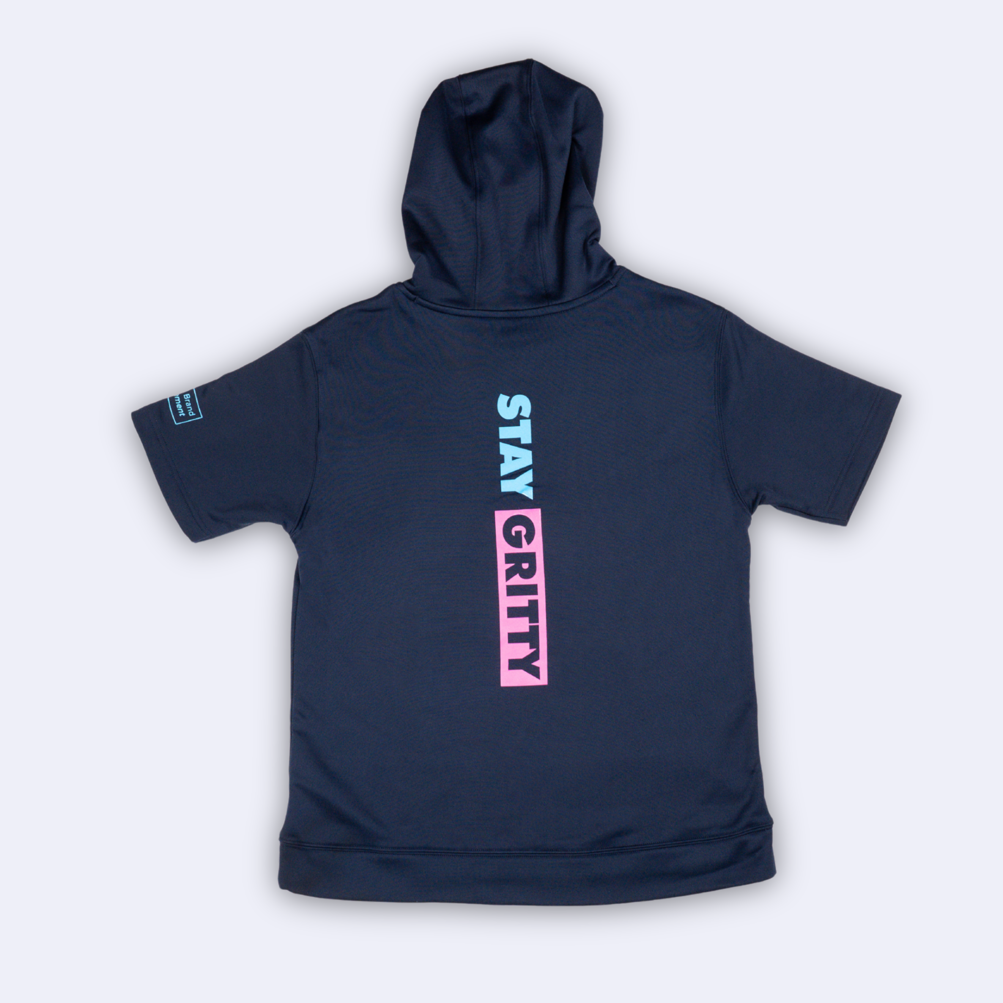 STAY GRITTY - NAVY/COTTON CANDY 643 LOGO SHORT-SLEEVE YOUTH HOODIE V1