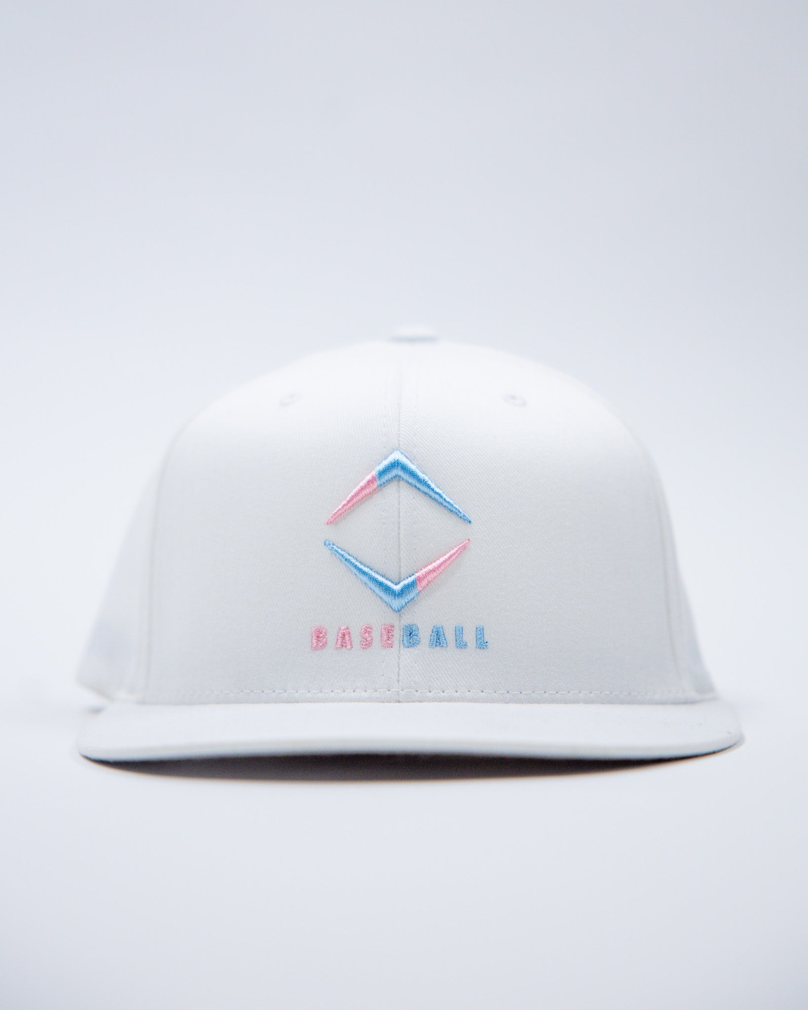 DIAMOND FLAT BILL HAT- WHITE/COTTON CANDY