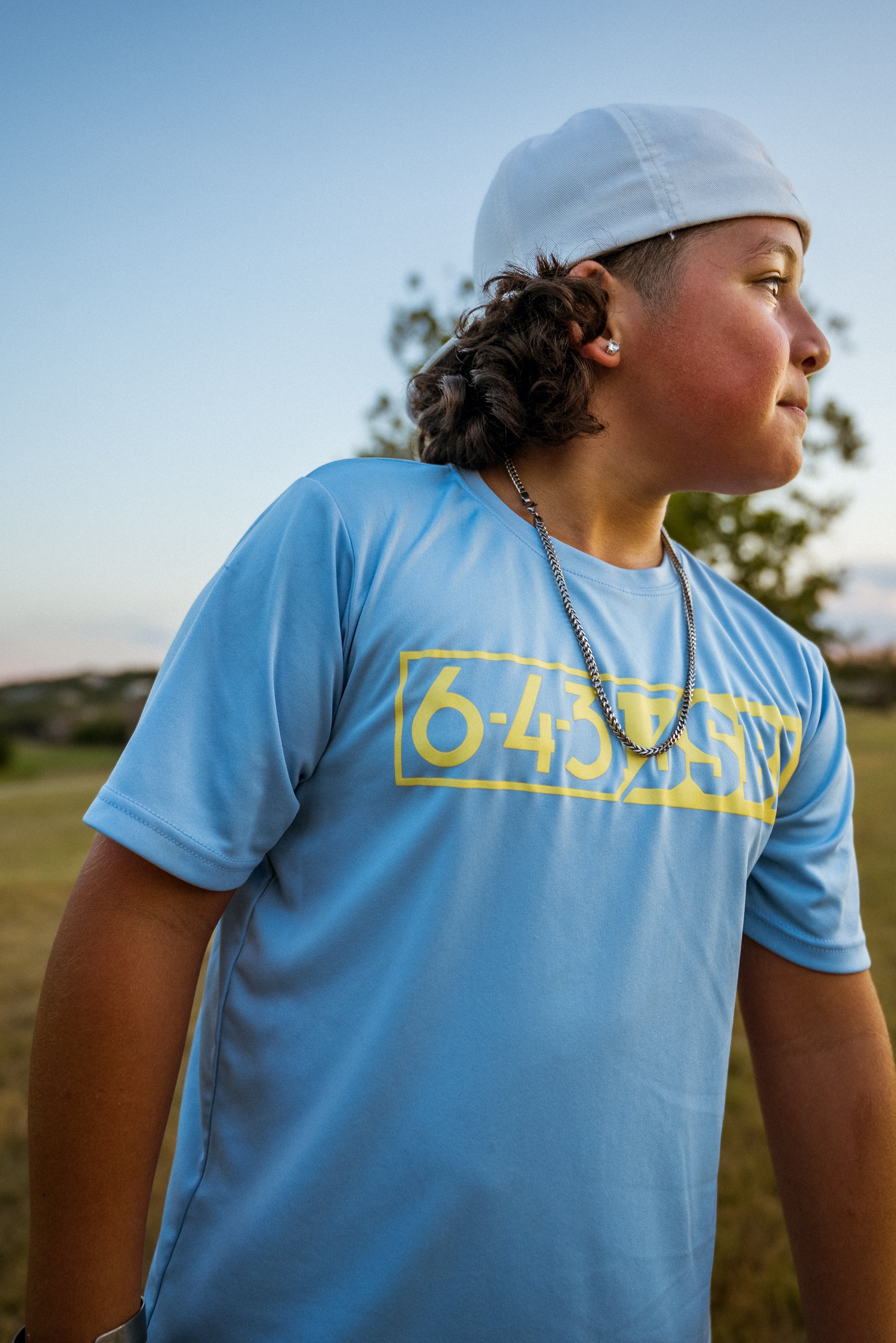 HIGHLIGHT YOUTH PERFORMANCE TEE - LIGHT BLUE/YELLOW V1