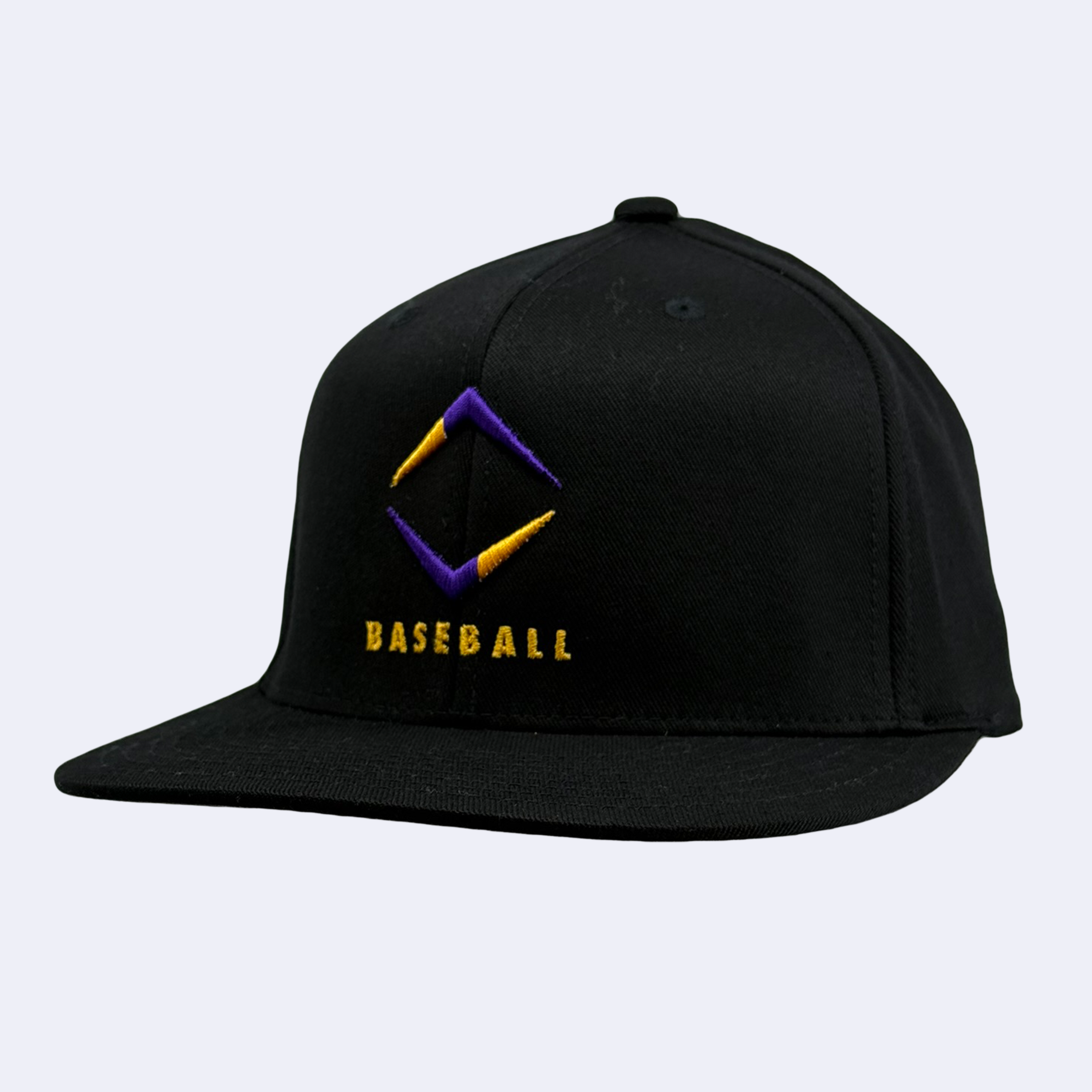 DIAMOND FLAT BILL HAT - BLACK/PURPLE & GOLD