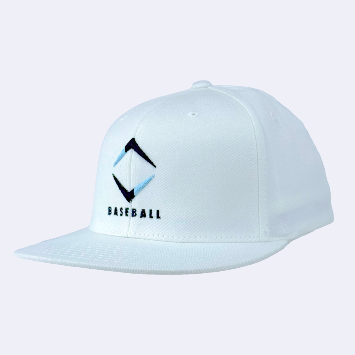 Baseball Raspberry Diamond Flat Bill Hat - White/Blue Raspberry – 6-4-3 BASEBALL