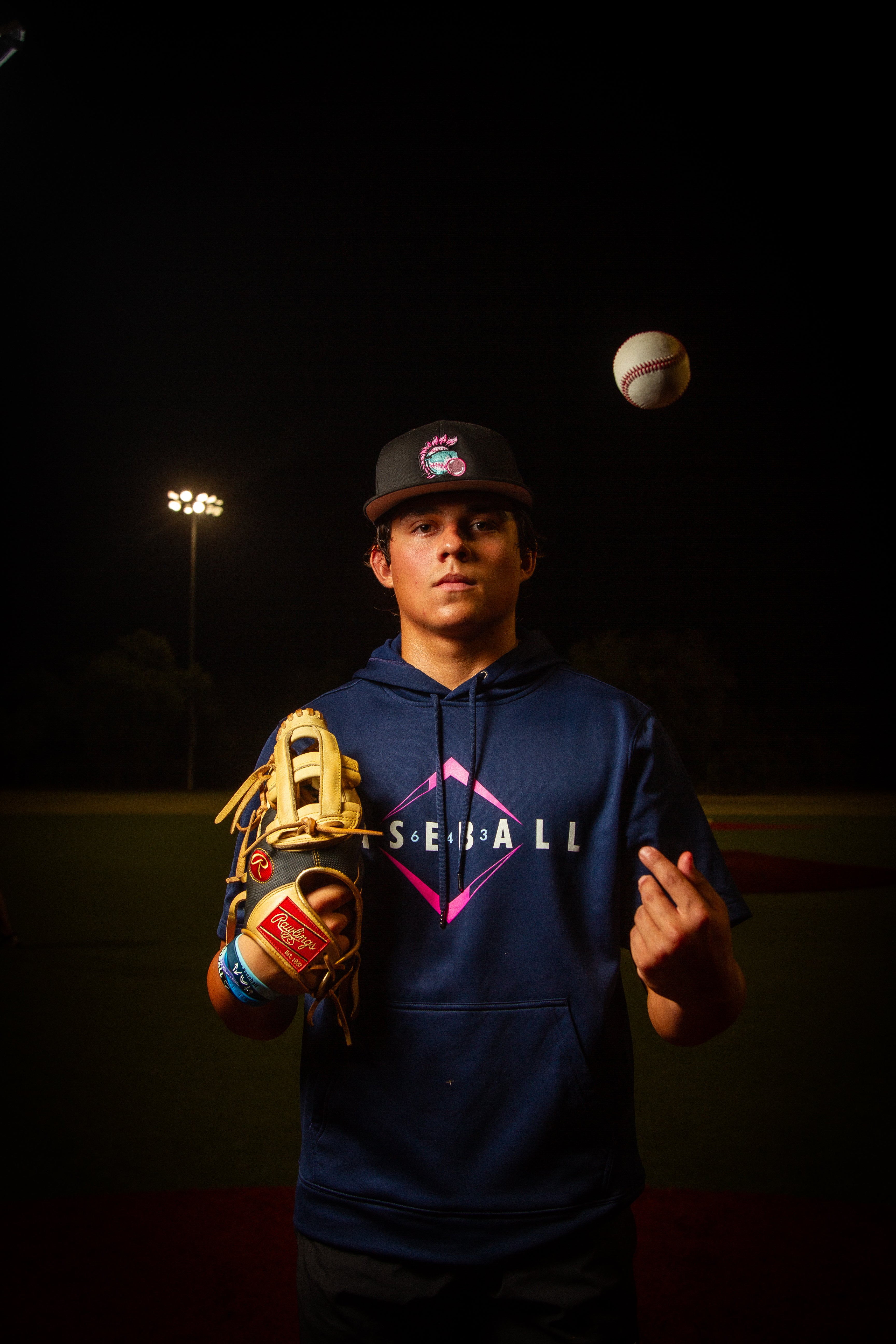 643 BASEBALL LOGO - NAVY/COTTON CANDY SHORT-SLEEVE HOODIE V1