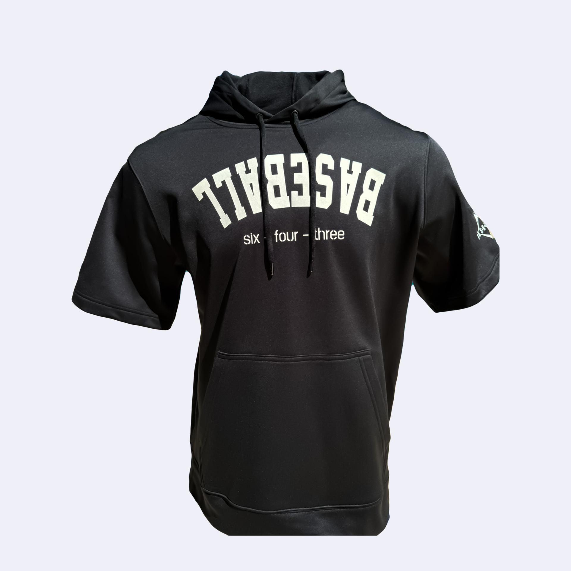 UPSIDE DOWN BASEBALL - BLACK/WHITE SHORT-SLEEVE HOODIE V1 – 6-4-3