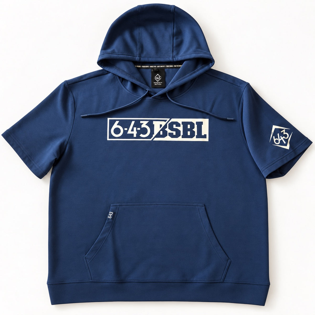 Highlight Short Sleeve Hoodie Navy front