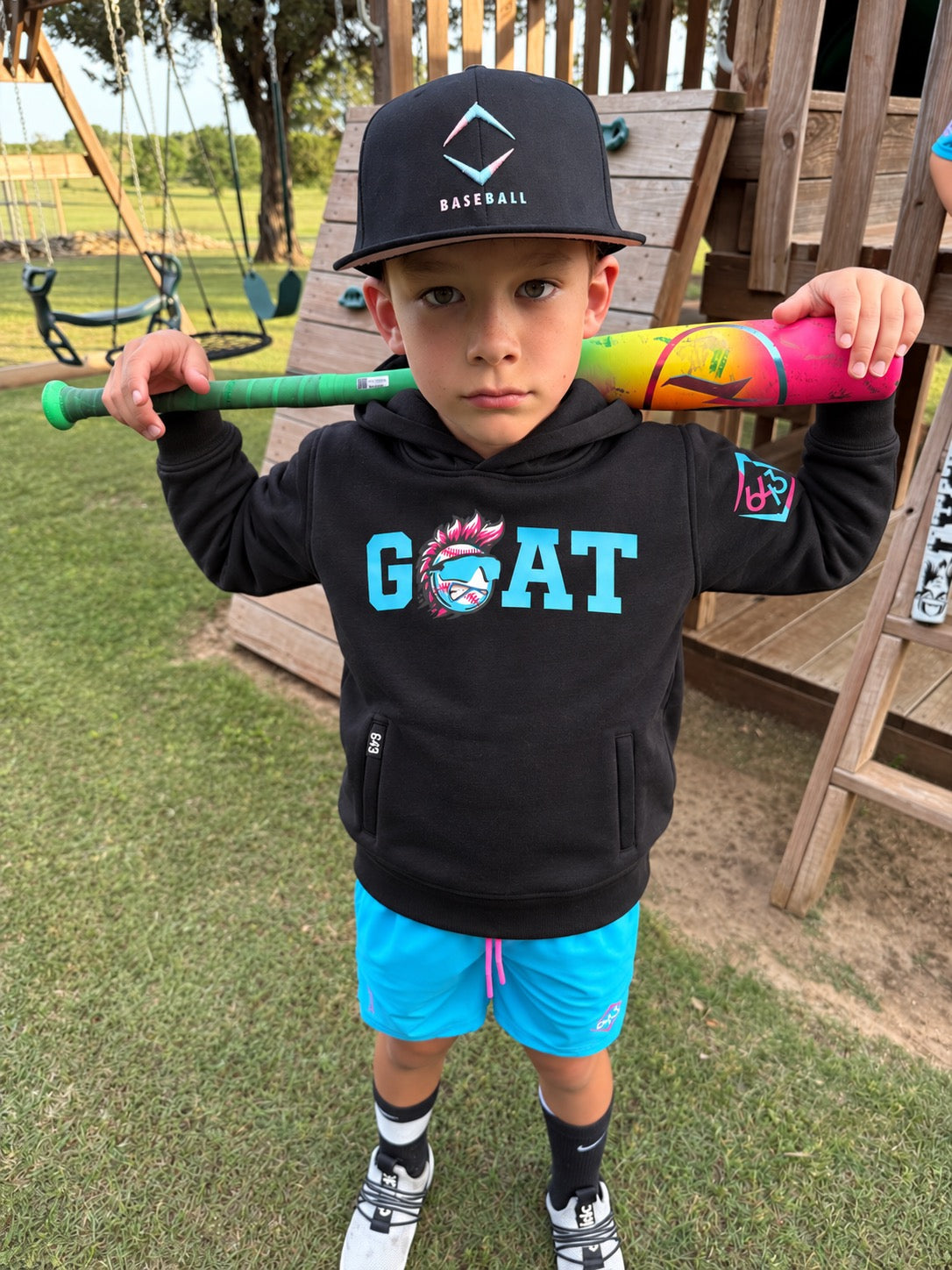 GOAT Youth Hoodie Black worn by a player