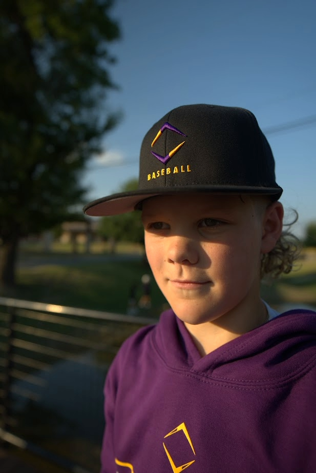 DIAMOND FLAT BILL HAT - BLACK/PURPLE & GOLD